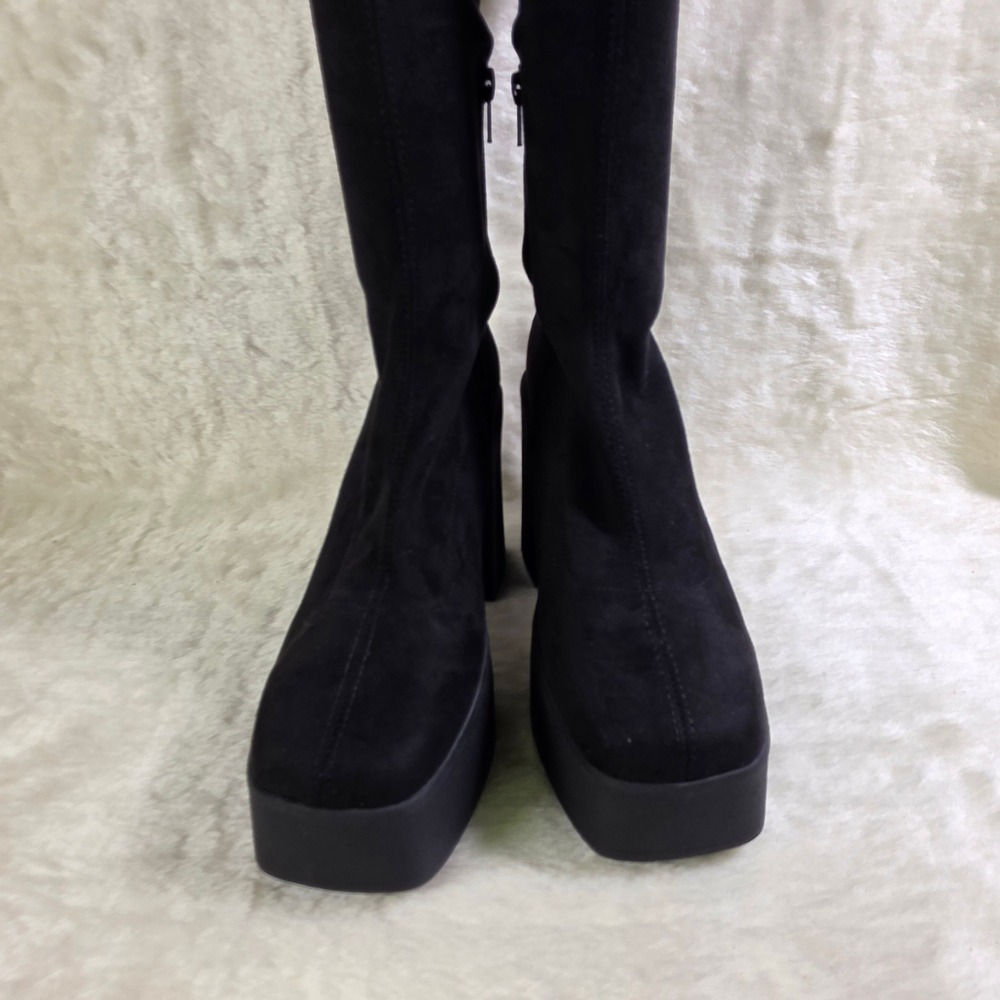 Katy Perry Tall Knee High Boots Stretch Fitted Black Platform Womens 9 NEW - Picture 5 of 8